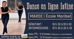 Danse en ligne latine : débutant et intermédiaire @ École Maribel