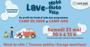 Lave-auto : au profit du Fonds d'aide des programmes « Camp de jour » et « Camp Ado »