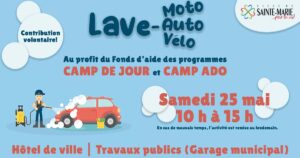 Lave-auto : au profit du Fonds d'aide des programmes « Camp de jour » et « Camp Ado »