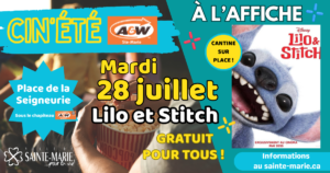 CIN'ÉTÉ 2026 : LILO ET STITCH @ Place de la Seigneurie | Sous le chapiteau A&W